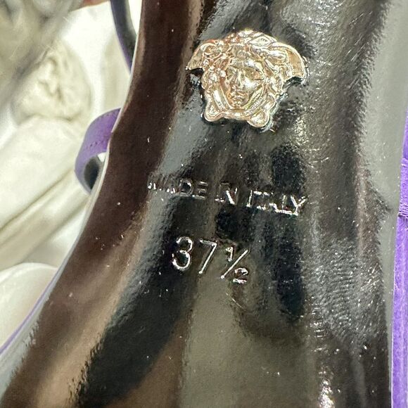 Versace Runway Pin-Point 37.5 Strappy Heel Sandals Purple Orchid NWT $1,575 - Picture 12 of 14